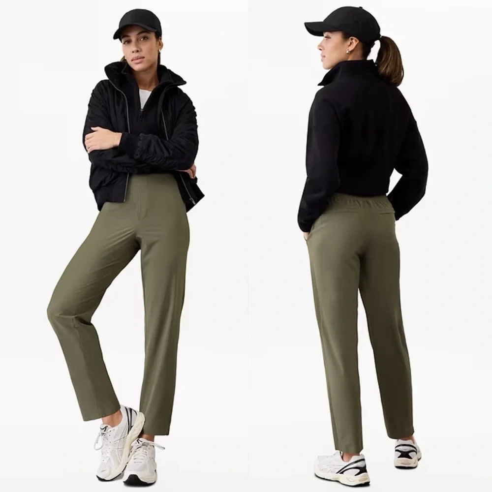 Brooklyn Mid Rise Ankle Pant in‎ Moss Green - Picture 2 of 15
